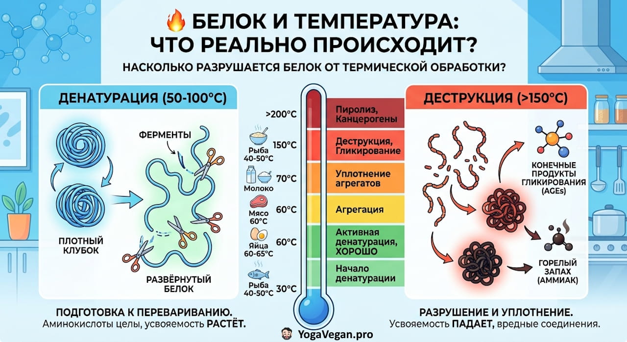 🔥 Разрушение белка от термической обработки